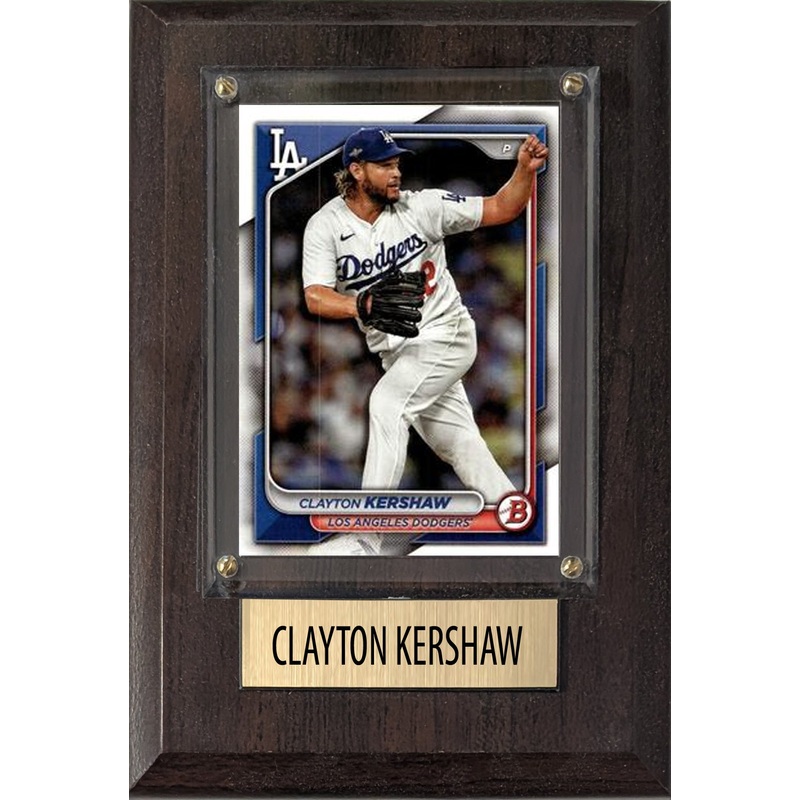 Clayton Kershaw Los Angeles Dodgers 2025 2024 Topps Bowman 4×6 Gift Plaque