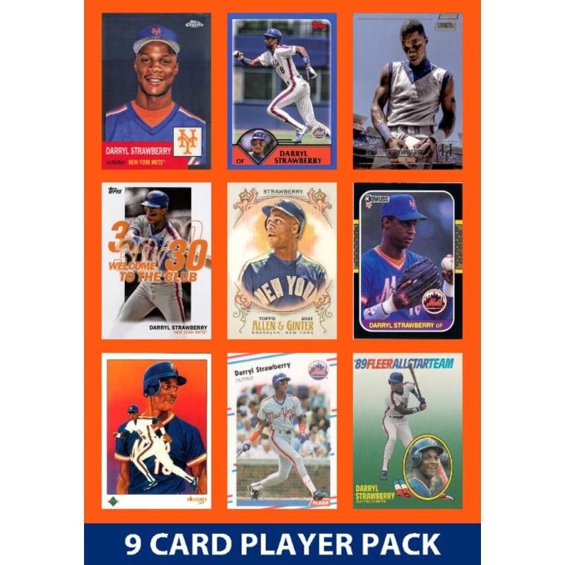 Darryl Strawberry New York Mets 9 Card Player Pack 2025 2024 Topps Bowman 1980s 1990s