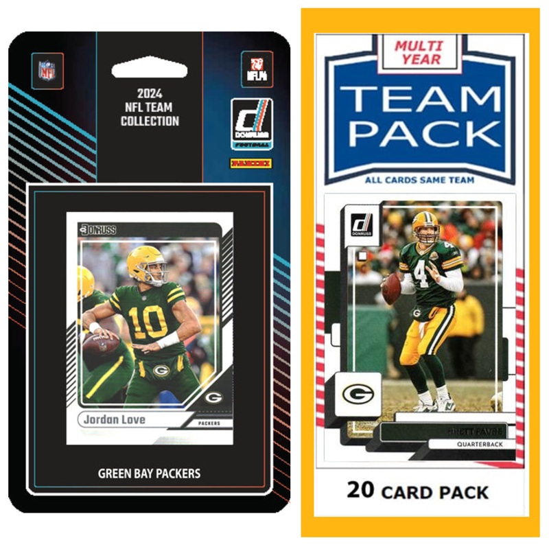 Green Bay Packers Team Pack 20 Cards Brett Favre + 2024 Donruss Team Set Jordan Love