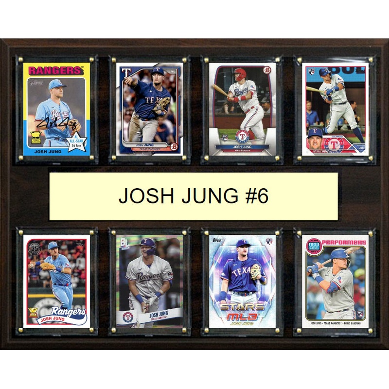 Josh Jung 8 Card Plaque Topps Bowman 2025 2024 Texas Rangers