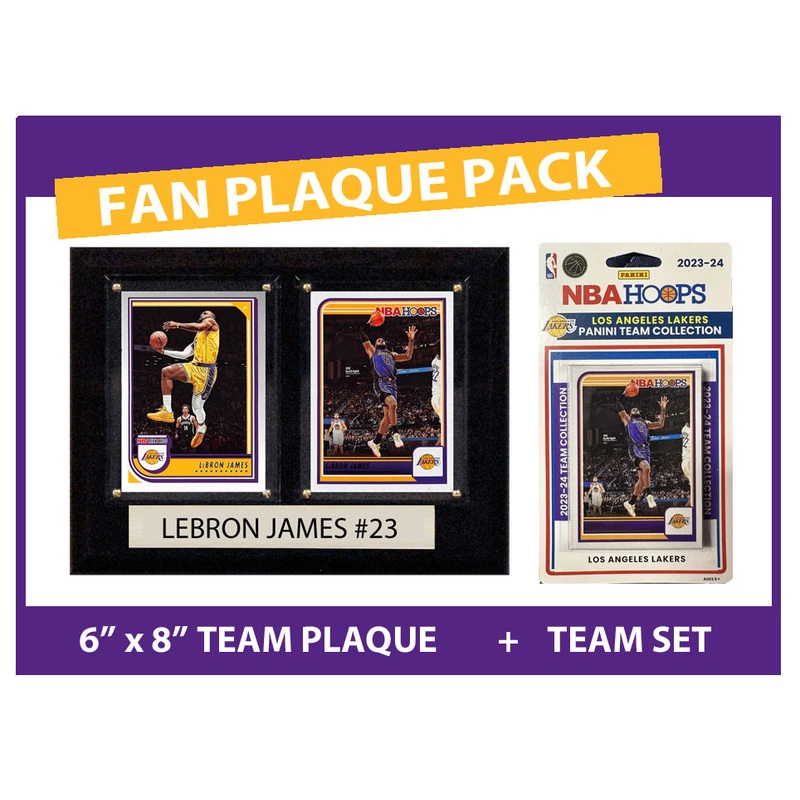 LA Lakers Fan Plaque Pack LeBron James + 2023-24 HOOPS Team Set