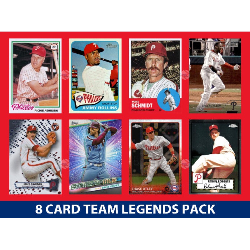 Philadelphia Phillies 8 Card Legends Pack Topps Bowman Schmidt Harper Utley