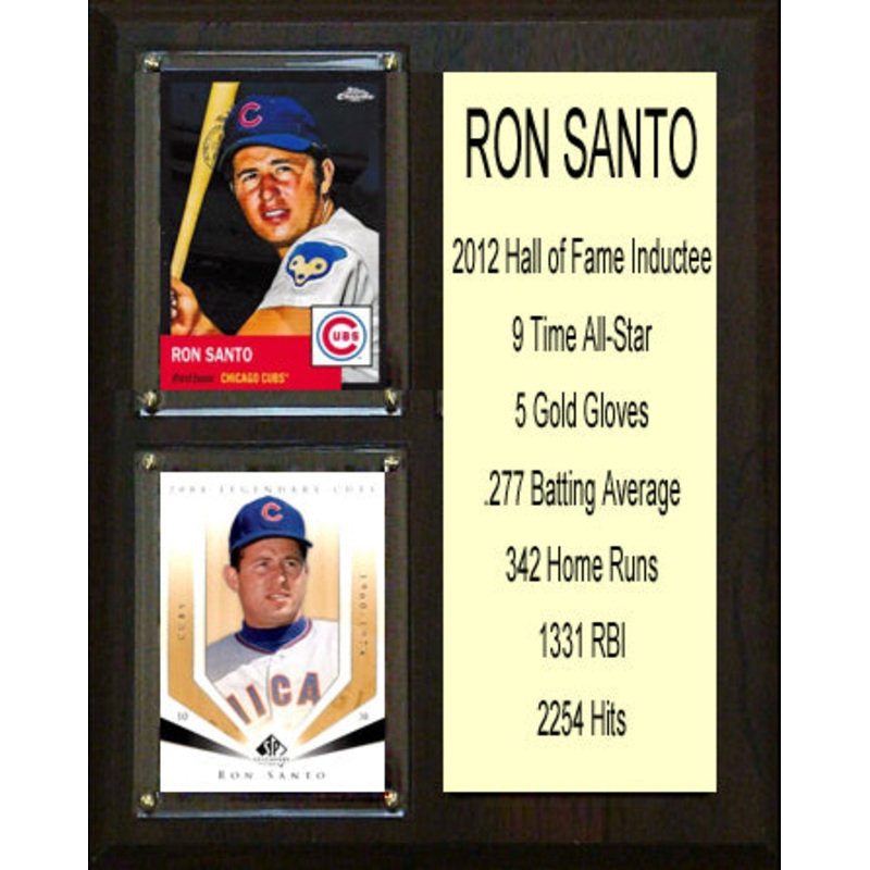 Ron Santo Chicago Cubs 2012 MLB HOF 2 Card Stats Plaque 8″ x 10″