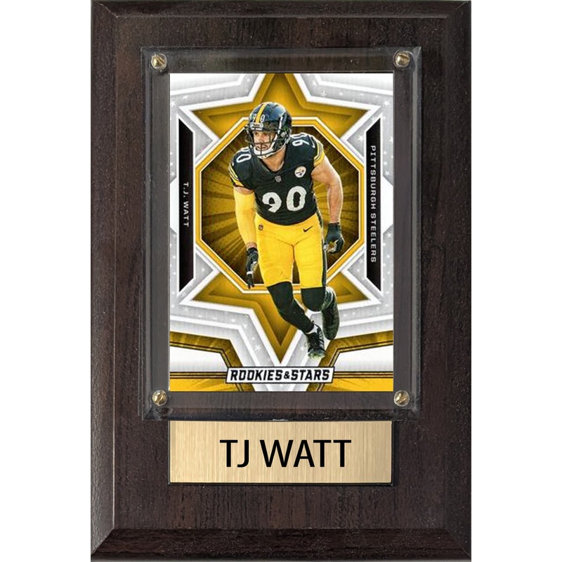 TJ Watt Pittsburgh Steelers 2025 2024 Donruss Score Prizm Topps 4×6 Gift Plaque