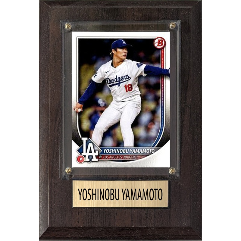 Yoshinobu Yamamoto Los Angeles Dodgers 2025 2024 Topps Bowman 4×6 Gift Plaque