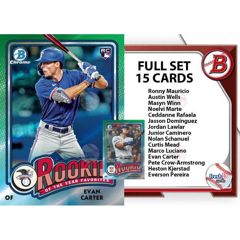 2024 Bowman Rookie Of The Year Favorites ROY Chrome Set Caminero Dominguez PCA