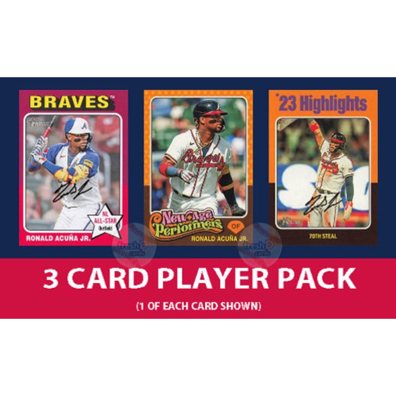 2024 Topps 3 Card Player Pack Ronald Acuna Atlanta Braves Heritage SP #1 New Age
