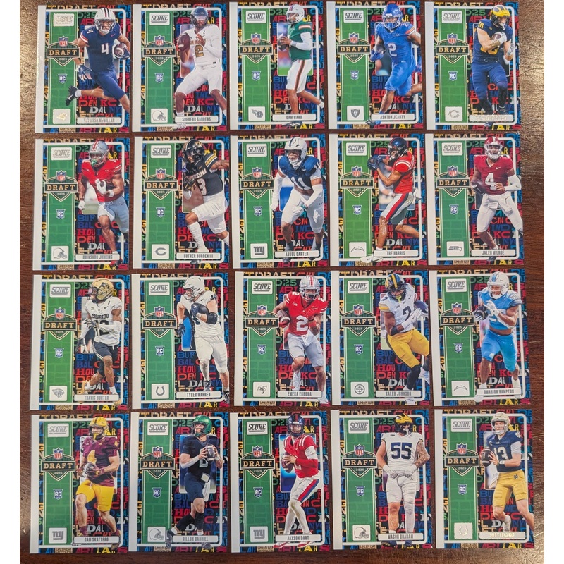 2025 SCORE DRAFT Insert Set Cam Ward Shedeur Jeanty Travis Hunter Skattebo Dart