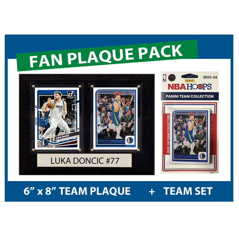 Dallas Fan Plaque Pack Luka Doncic + 2023-24 HOOPS Team Set