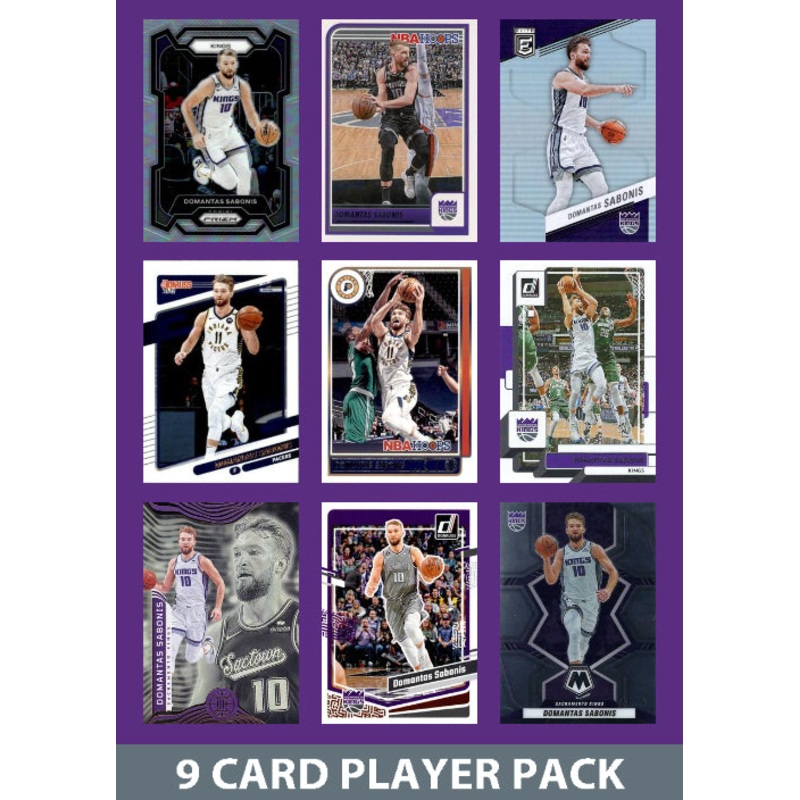 Domantas Sabonis 9 Card Player Pack 2023-24 Hoops Donruss Panini Sacramento Kings