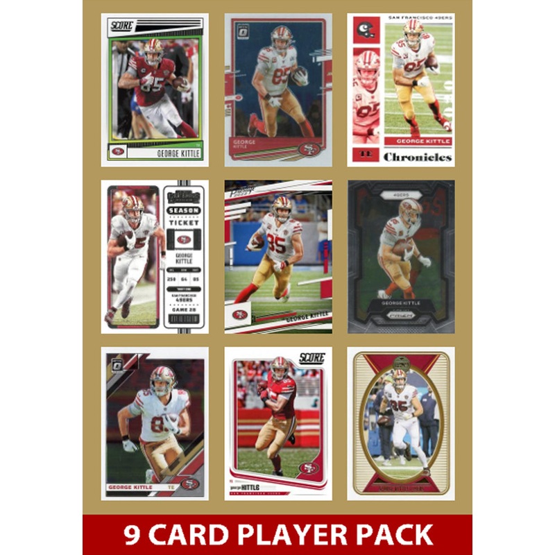 George Kittle 9 Card Player Pack 2023 2024 2025 Donruss Panini Score SF 49ers