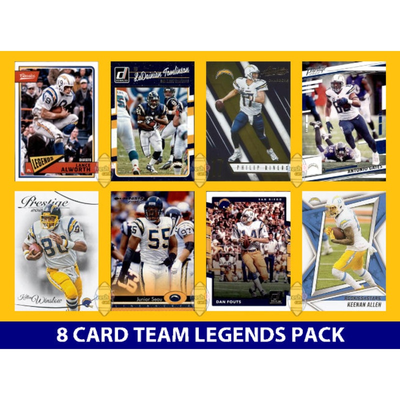 Los Angeles Chargers 8 Card Legends Pack Donruss Topps Panini Fouts Tomlinson