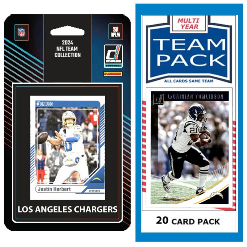 Los Angeles Chargers Team Pack 20 Cards Tomlinson + 2024 Donruss Team Set Herbert