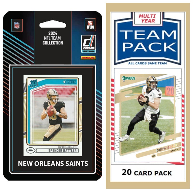 New Orleans Saints Team Pack 20 Cards Drew Brees + 2024 Donruss Team Set Rattler RC