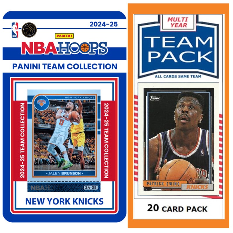 New York Knicks Multiyear Pack 20 Cards Ewing + 2024 2025 HOOPS Team Set Brunson
