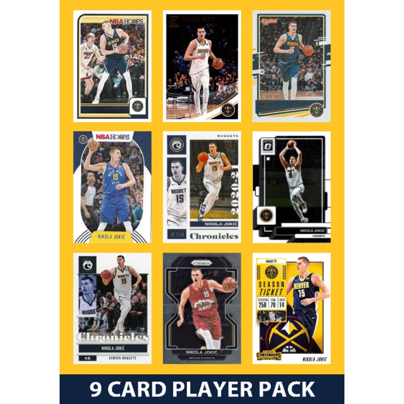 Nikola Jokic 9 Card Player Pack 2023-24 Hoops Panini Donruss Denver Nuggets