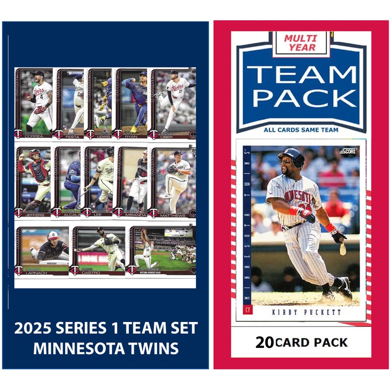 Team Pack 20 Cards Kirby Puckett + 2025 Topps Series 1 Team Set Minnesota Twins Brooks Lee