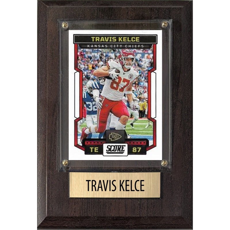 Travis Kelce Kansas City Chiefs 2025 2024 Donruss Score Prizm Topps 4×6 Gift Plaque