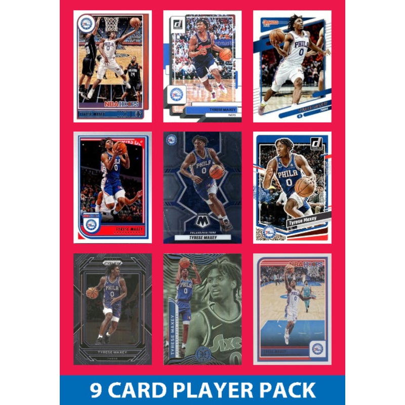 Tyrese Maxey 9 Card Player Pack 2023-24 Hoops Panini  Philadelphia 76ers Sixers