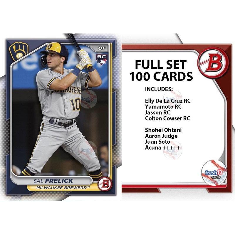 2024 Bowman Base RC + Veteran Set 100 Cards Ohtani Yamamoto Elly De La Cruz