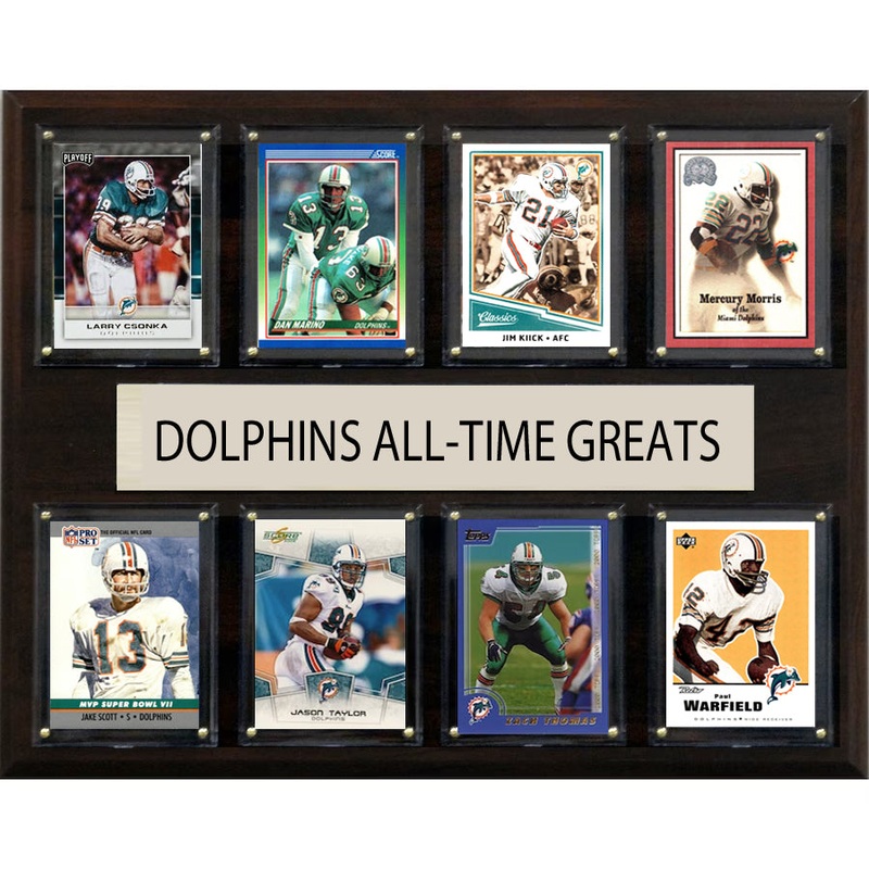 All Time Greats Plaque Miami Dolphins 12″ x 15″ 8 Cards Dan Marino Csonka +