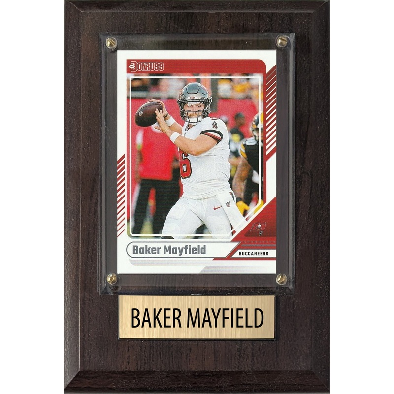 Baker Mayfield Tampa Bay Buccaneers 2025 2024 Donruss Score Prizm Topps 4×6 Gift Plaque