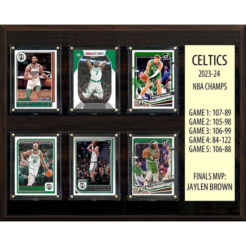 Boston Celtics NBA Champions 2023-24 8 Card Plaque Tatum Jaylen Brown Donruss Hoops