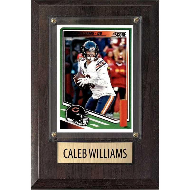 Caleb Williams Chicago Bears 2025 2024 Donruss Score Prizm Topps 4×6 Gift Plaque