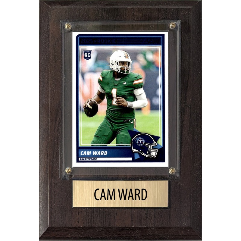 Cam Ward Tennessee Titans RC 2025 Miami Hurricanes Score 4×6 Gift Plaque