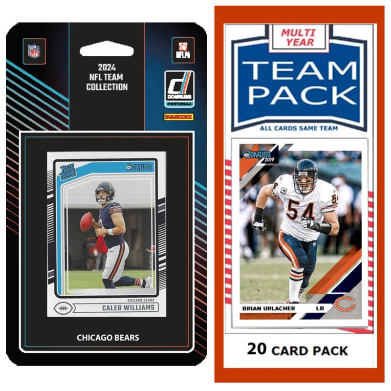 Chicago Bears Team Pack 20 Cards Urlacher + 2024 Donruss Team Set Caleb Williams RC
