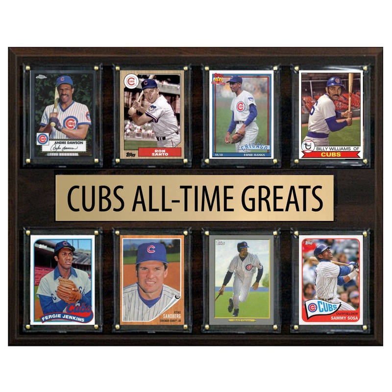 Chicago Cubs All Time Greats Legends Plaque 8 Cards Ernie Banks Ryne Sandberg Ron Santo