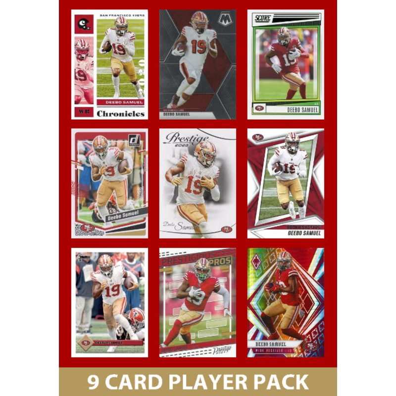 Deebo Samuel 9 Card Player Pack 2023  2024 2025 Donruss Panini Score San Francisco 49ers