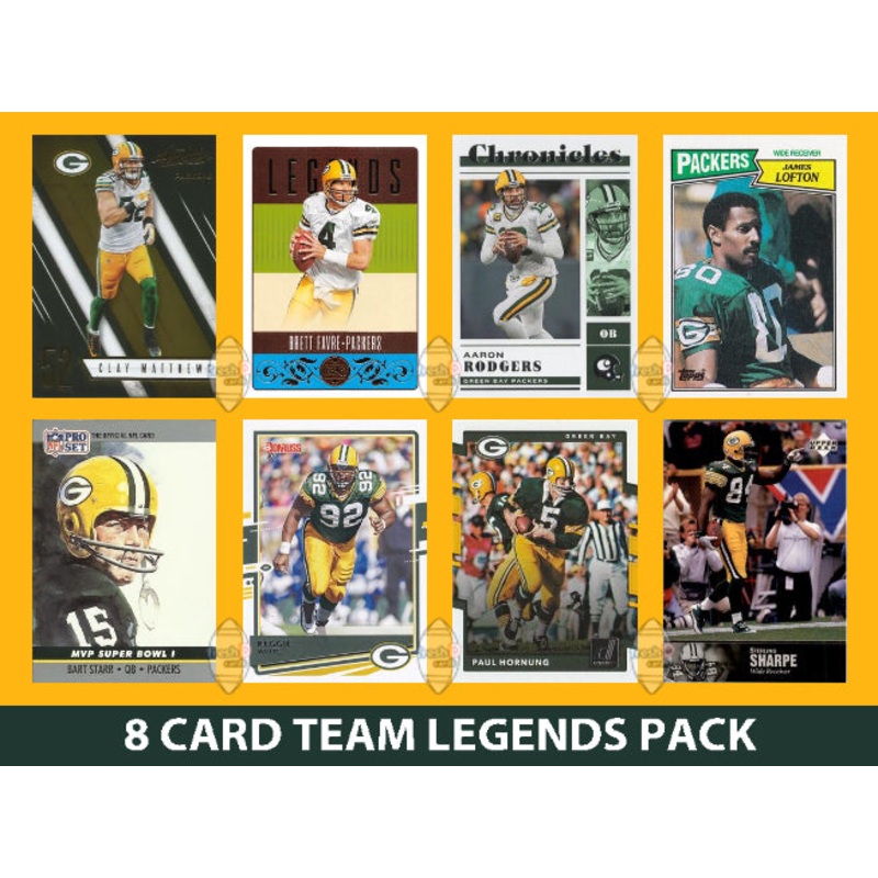Green Bay Packers 8 Card Legends Pack Donruss Topps Panini Favre Rodgers Bart Starr