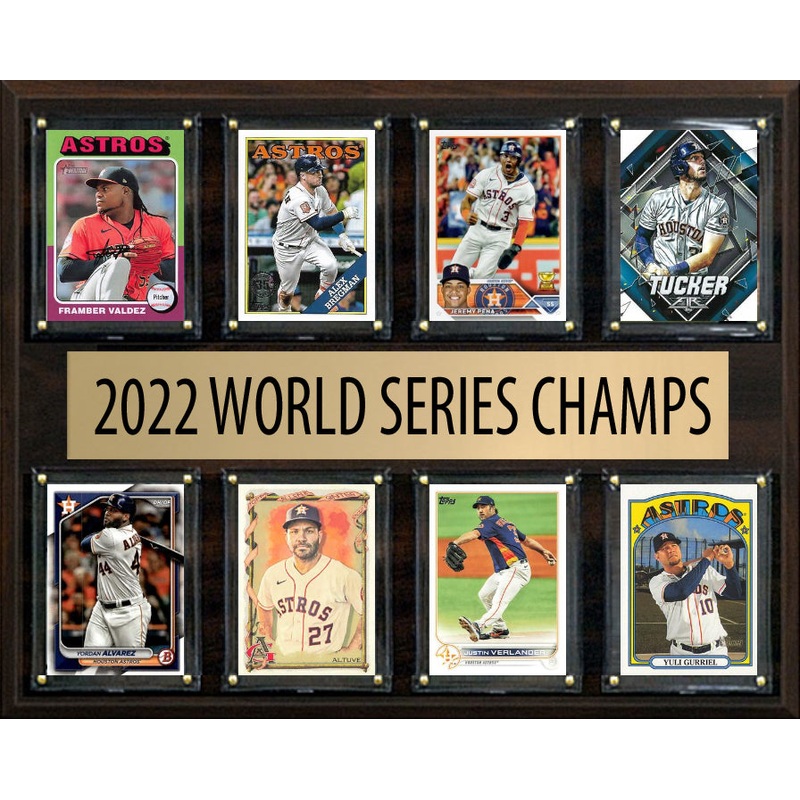Houston Astros 2022 World Series Plaque 8 Cards Topps Bowman Altuve Verlander Tucker