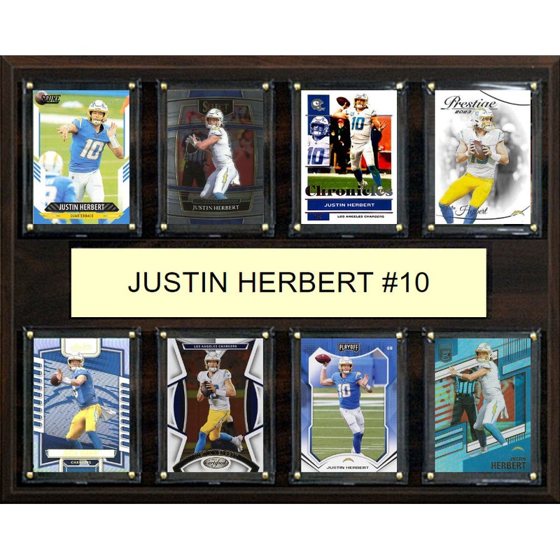 Justin Herbert 8 Card Plaque Donruss Fleer Topps 2023 2024 LA Chargers