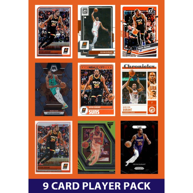 Kevin Durant 9 Card Player Pack 2023-24 Hoops Donruss Panini Phoenix Suns