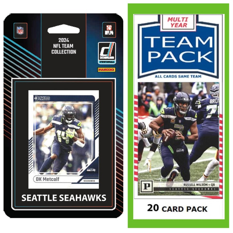 Seattle Seahawks Team Pack 20 Cards Russel Wilson + 2024 Donruss Team Set