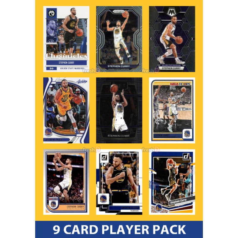 Stephen Steph Curry 9 Card Player Pack 2023-24 Hoops Donruss Golden State Warriors