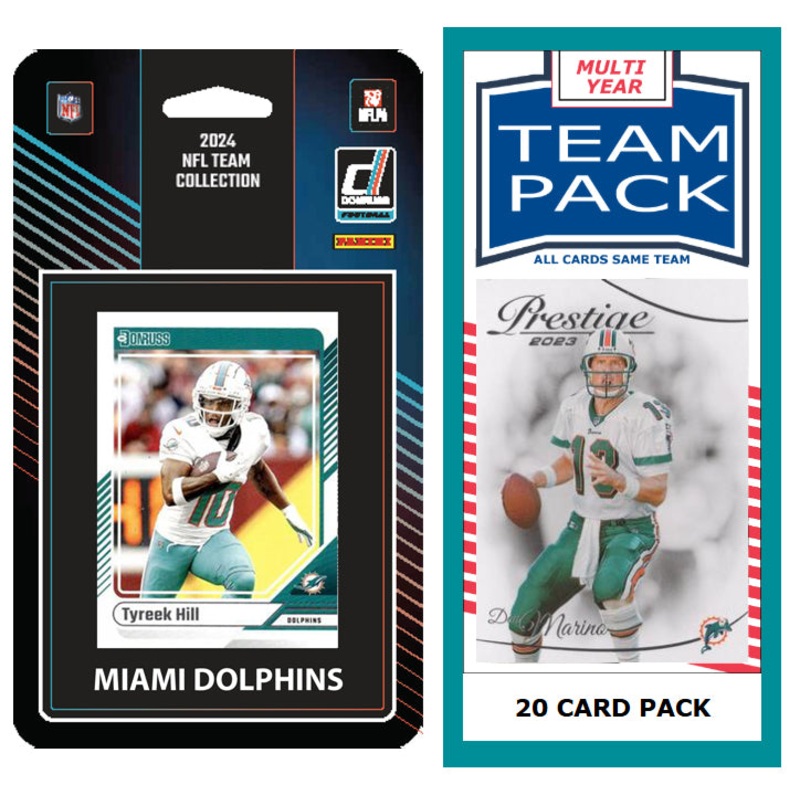 2023 Miami Dolphins Team Pack 20 Cards Dan Marino + 2024 Donruss Team Set Tyreek Hill