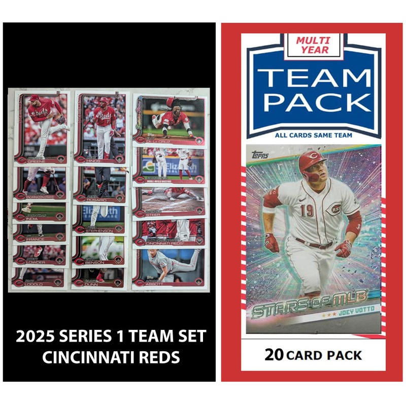 2024 Baseball Team Pack Reds 20 Card Pack Joey Votto + 2025 Topps Series 1 Team Set Elly De La Cruz