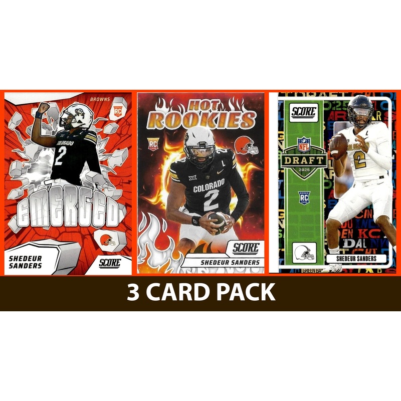 2025 SCORE NFL Shedeur Sanders RC Insert 3 Pack Emerged Draft Hot Rookies