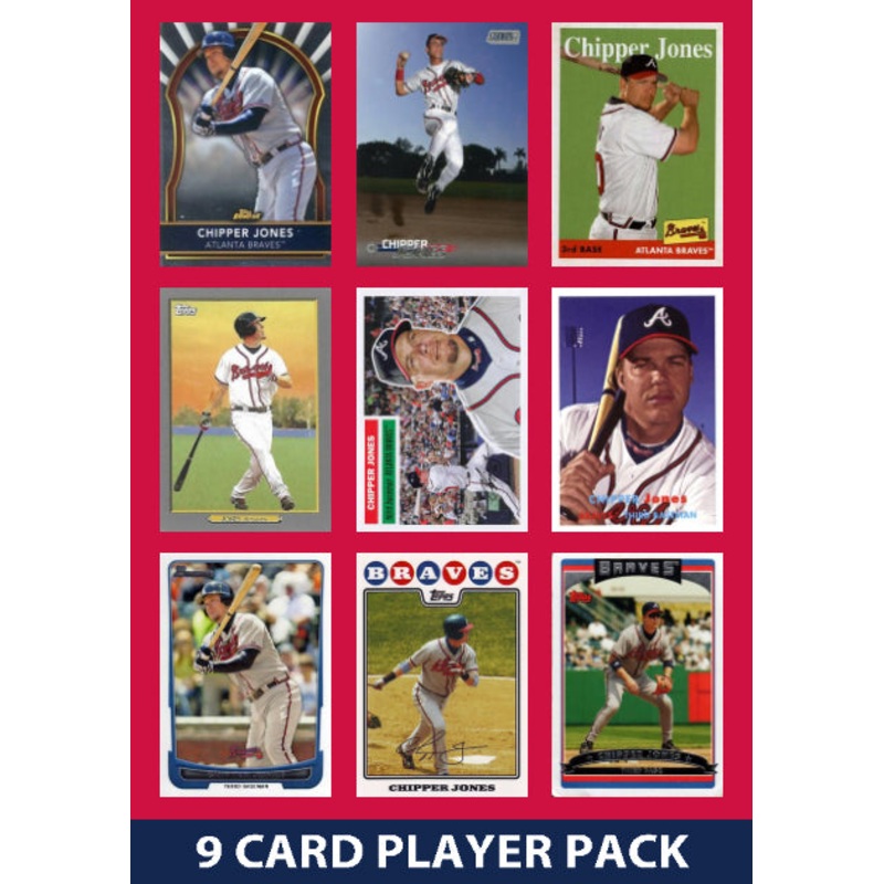 Chipper Jones Atlanta Braves 9 Card Legend Pack 2025 2024 2023 Topps Bowman 2023