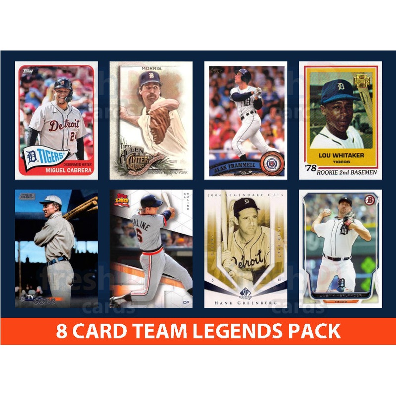 Detroit Tigers 8 Card Legends Pack 2023 Topps Bowman Cabrera Trammell Whitaker