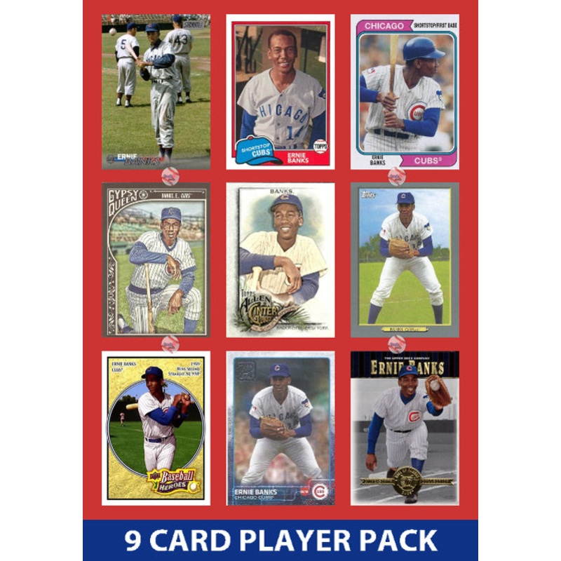 Ernie Banks Chicago Cubs 9 Card Legend Pack Topps Bowman 2025 2024 2023 2022