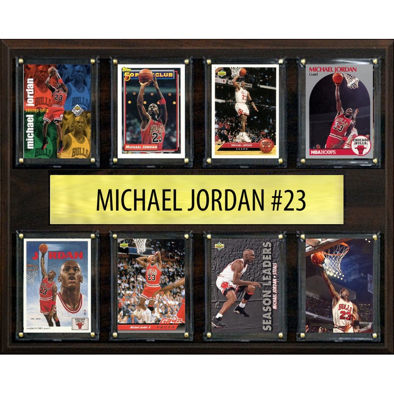 Michael Jordan 8 Card Plaque Fleer Topps Upper Deck Hoops Chicago Bulls