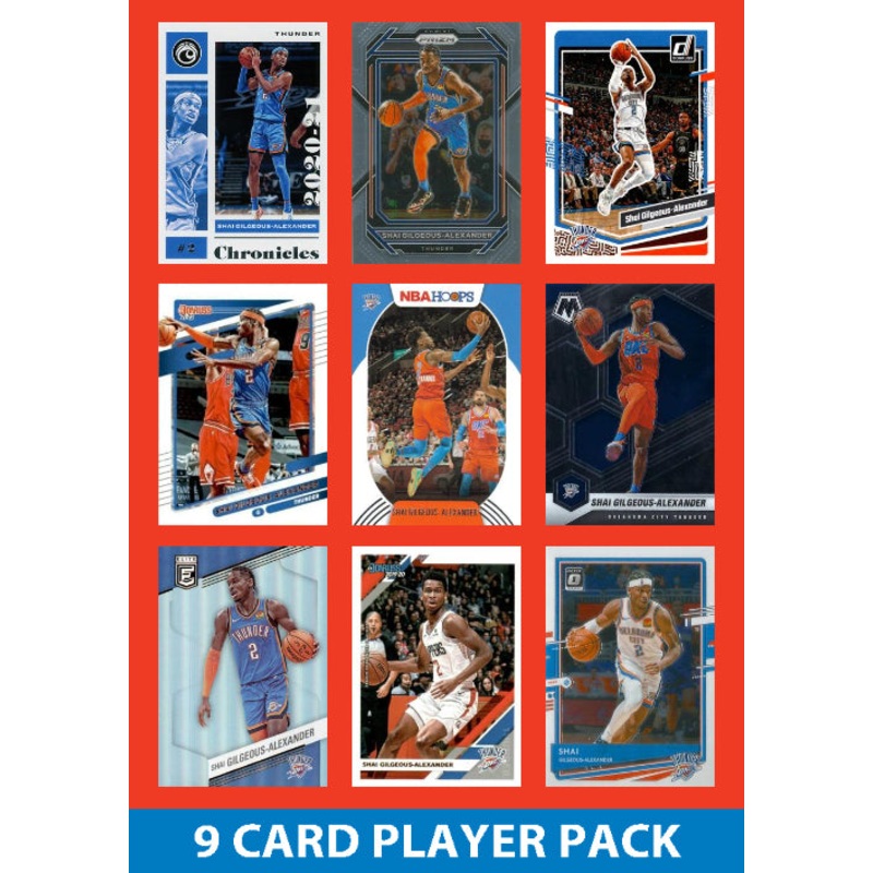 Shai Gilgeous-Alexander SGA 9 Card Player Pack 2023-24 Hoops Panini OKC Thunder