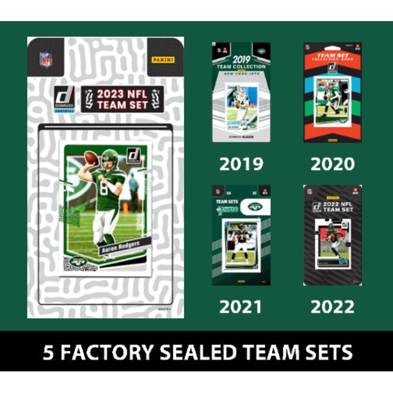 2023 Donruss New York Jets Team Set MultiPack 2023 2022 2021 2020 2019 Rodgers Sauce Namath