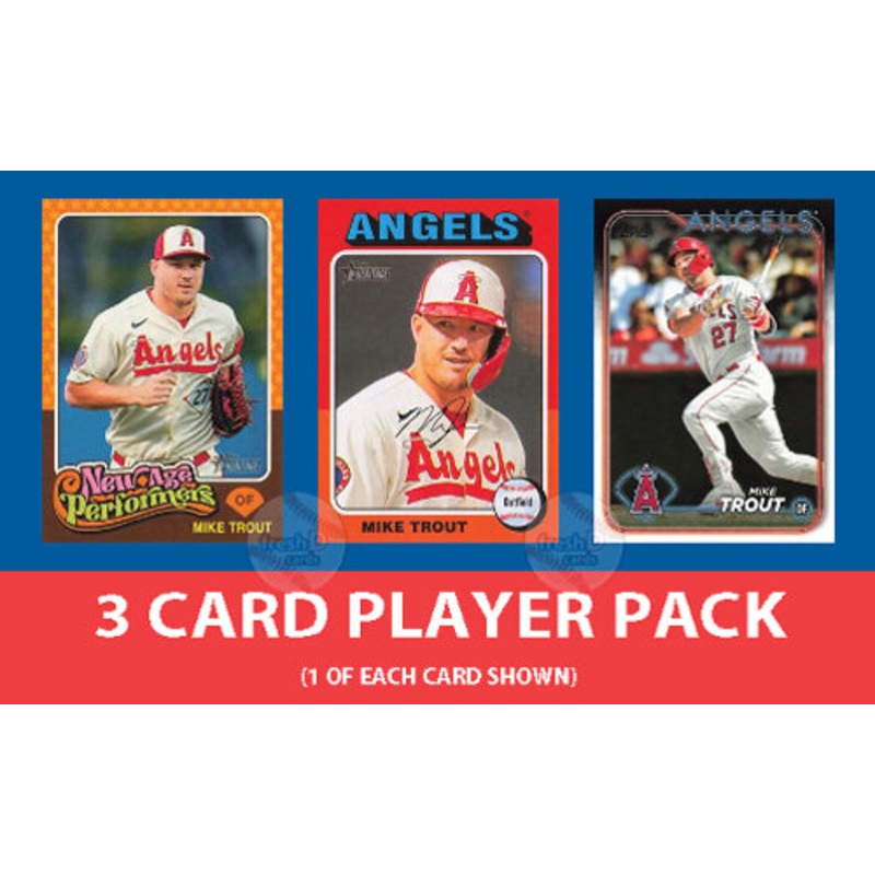 2024 Topps 3 Card Player Pack Mike Trout LA Angels Heritage SP #1 New Age