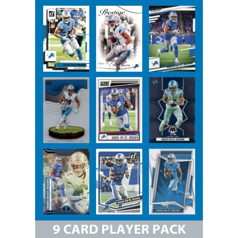 Amon-Ra St Brown 9 Card Player Pack 2023  2024 2025 Donruss Panini Score Detroit Lions