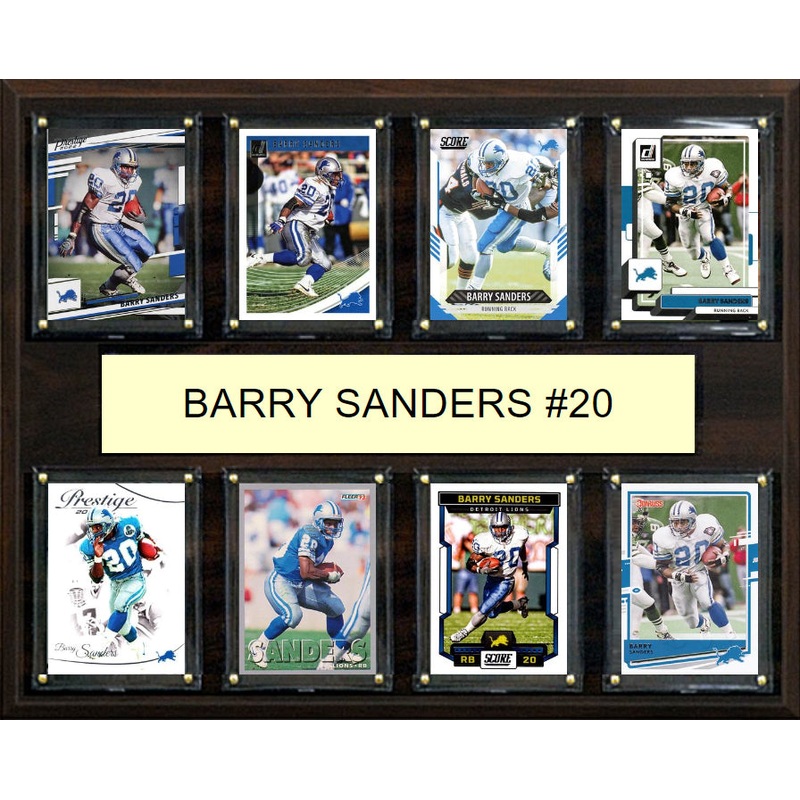 Barry Sanders 8 Card Plaque Donruss Fleer Topps 2023 2024 Detroit Lions
